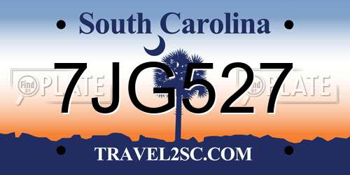 7JG527 South Carolina License Plate