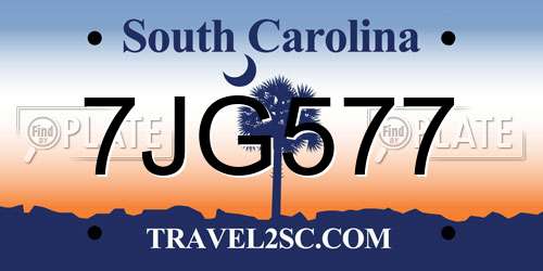 7JG577 South Carolina License Plate