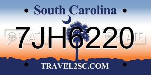 7JH6220 South Carolina License Plate