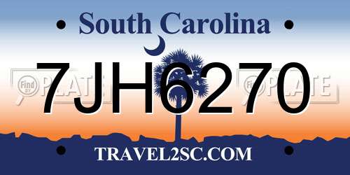 7JH6270 South Carolina License Plate