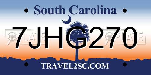 7JHG270 South Carolina License Plate
