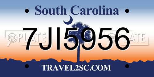 7JI5956 South Carolina License Plate