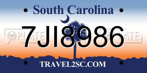 7JI8986 South Carolina License Plate