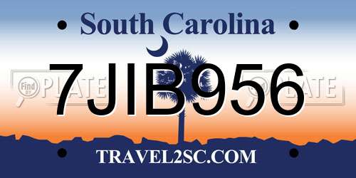 7JIB956 South Carolina License Plate