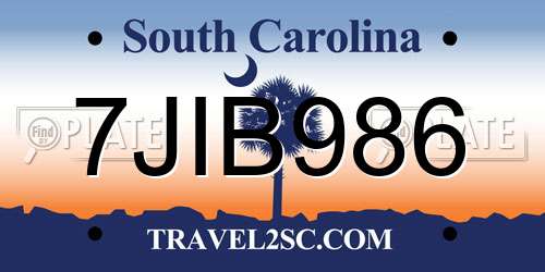 7JIB986 South Carolina License Plate