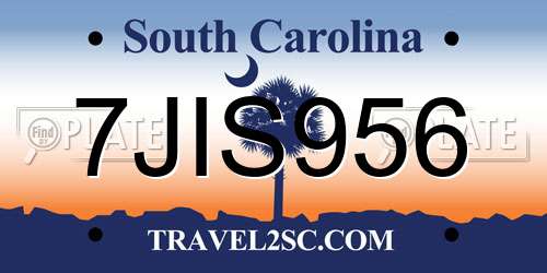7JIS956 South Carolina License Plate
