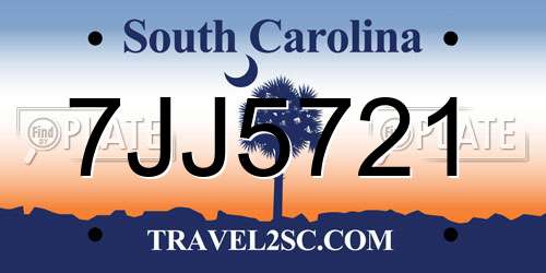 7JJ5721 South Carolina License Plate
