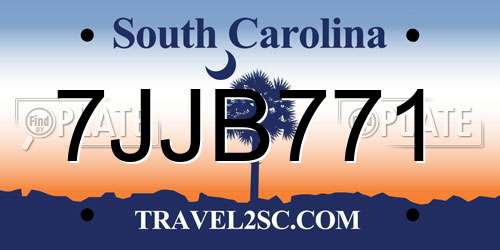 7JJB771 South Carolina License Plate