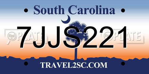 7JJS221 South Carolina License Plate