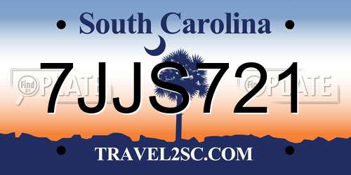 7JJS721 South Carolina License Plate