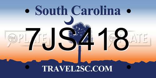 7JS418 South Carolina License Plate