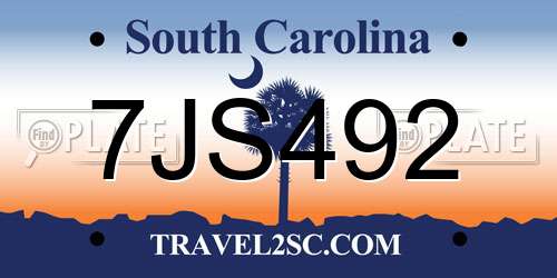 7JS492 South Carolina License Plate