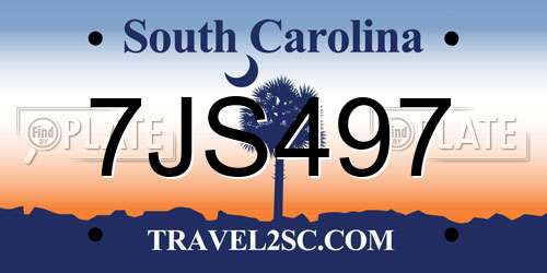 7JS497 South Carolina License Plate