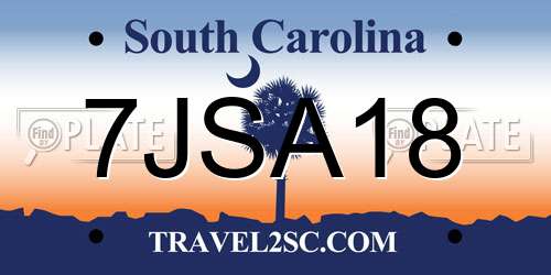 7JSA18 South Carolina License Plate