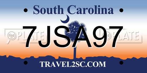 7JSA97 South Carolina License Plate