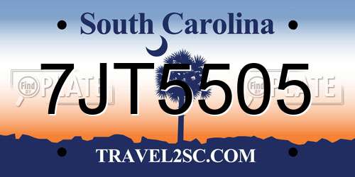 7JT5505 South Carolina License Plate