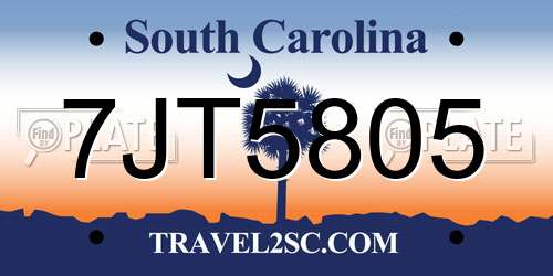 7JT5805 South Carolina License Plate
