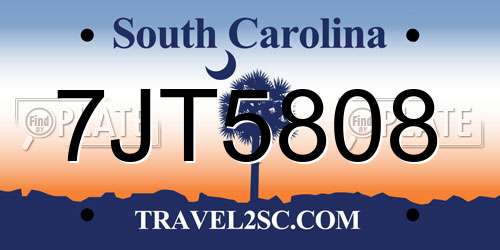 7JT5808 South Carolina License Plate
