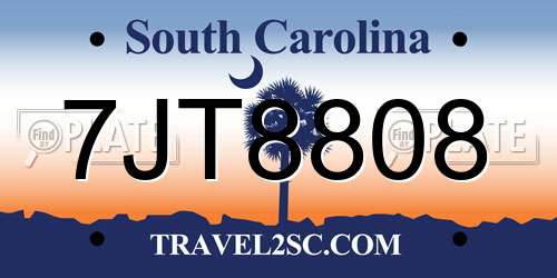 7JT8808 South Carolina License Plate