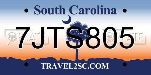 7JTS805 South Carolina License Plate