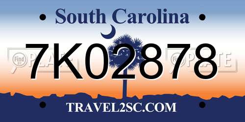 7K02878 South Carolina License Plate