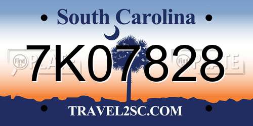 7K07828 South Carolina License Plate