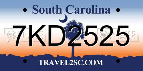 7KD2525 South Carolina License Plate