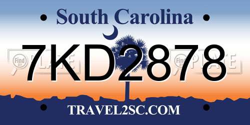 7KD2878 South Carolina License Plate