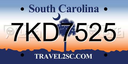 7KD7525 South Carolina License Plate