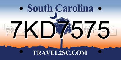 7KD7575 South Carolina License Plate