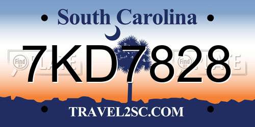 7KD7828 South Carolina License Plate