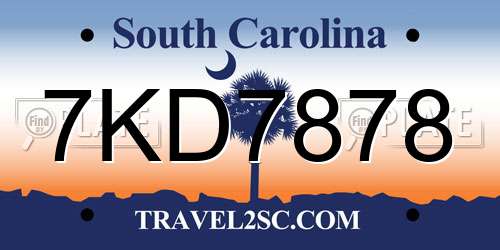 7KD7878 South Carolina License Plate