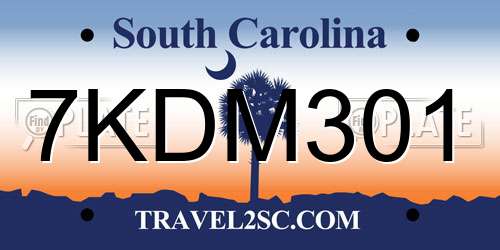 7KDM301 South Carolina License Plate