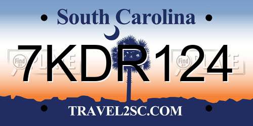 7KDR124 South Carolina License Plate