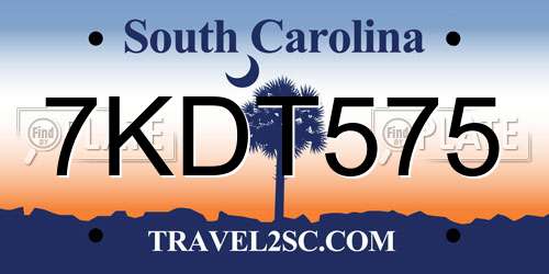 7KDT575 South Carolina License Plate