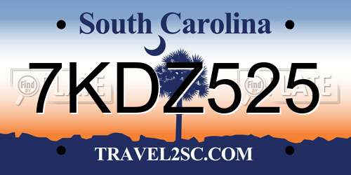 7KDZ525 South Carolina License Plate