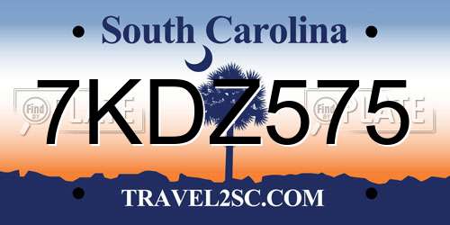 7KDZ575 South Carolina License Plate