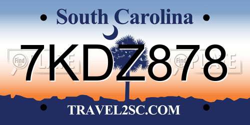 7KDZ878 South Carolina License Plate