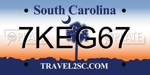 7KEG67 South Carolina License Plate