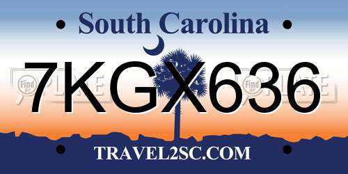 7KGX636 South Carolina License Plate
