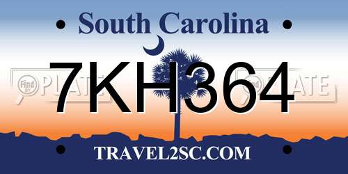 7KH364 South Carolina License Plate