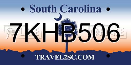 7KHB506 South Carolina License Plate