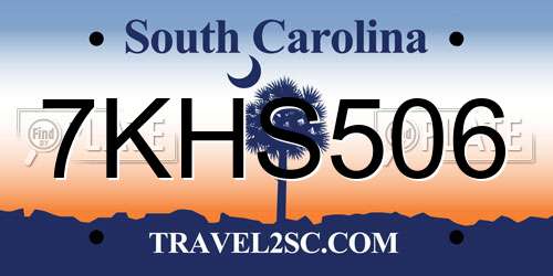 7KHS506 South Carolina License Plate