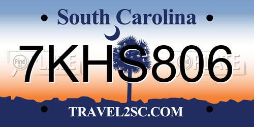 7KHS806 South Carolina License Plate