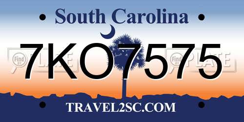 7KO7575 South Carolina License Plate