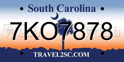 7KO7878 South Carolina License Plate