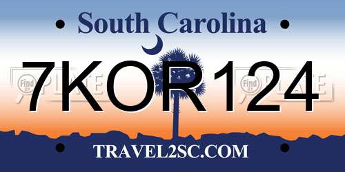 7KOR124 South Carolina License Plate