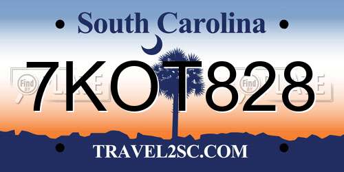 7KOT828 South Carolina License Plate