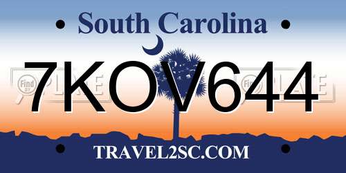 7KOV644 South Carolina License Plate