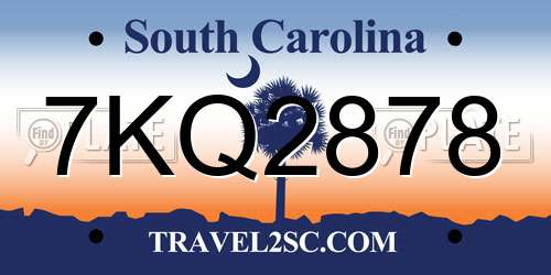 7KQ2878 South Carolina License Plate